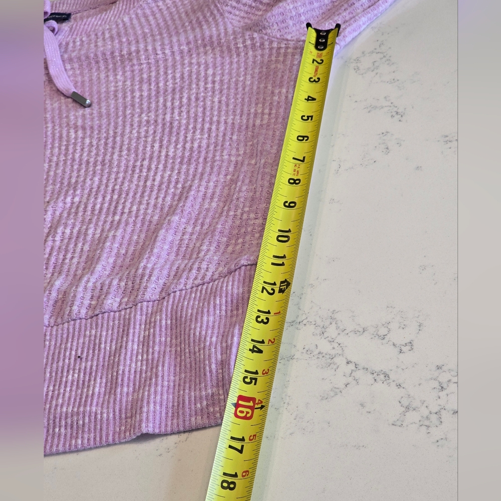 Democracy Lavender Purple Waffle Knit Pullover Sweater Top Drawstring  Womens XL - Picture 8 of 16